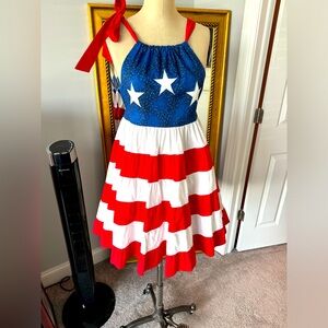 Custom USA patriotic cotton dress girls 10